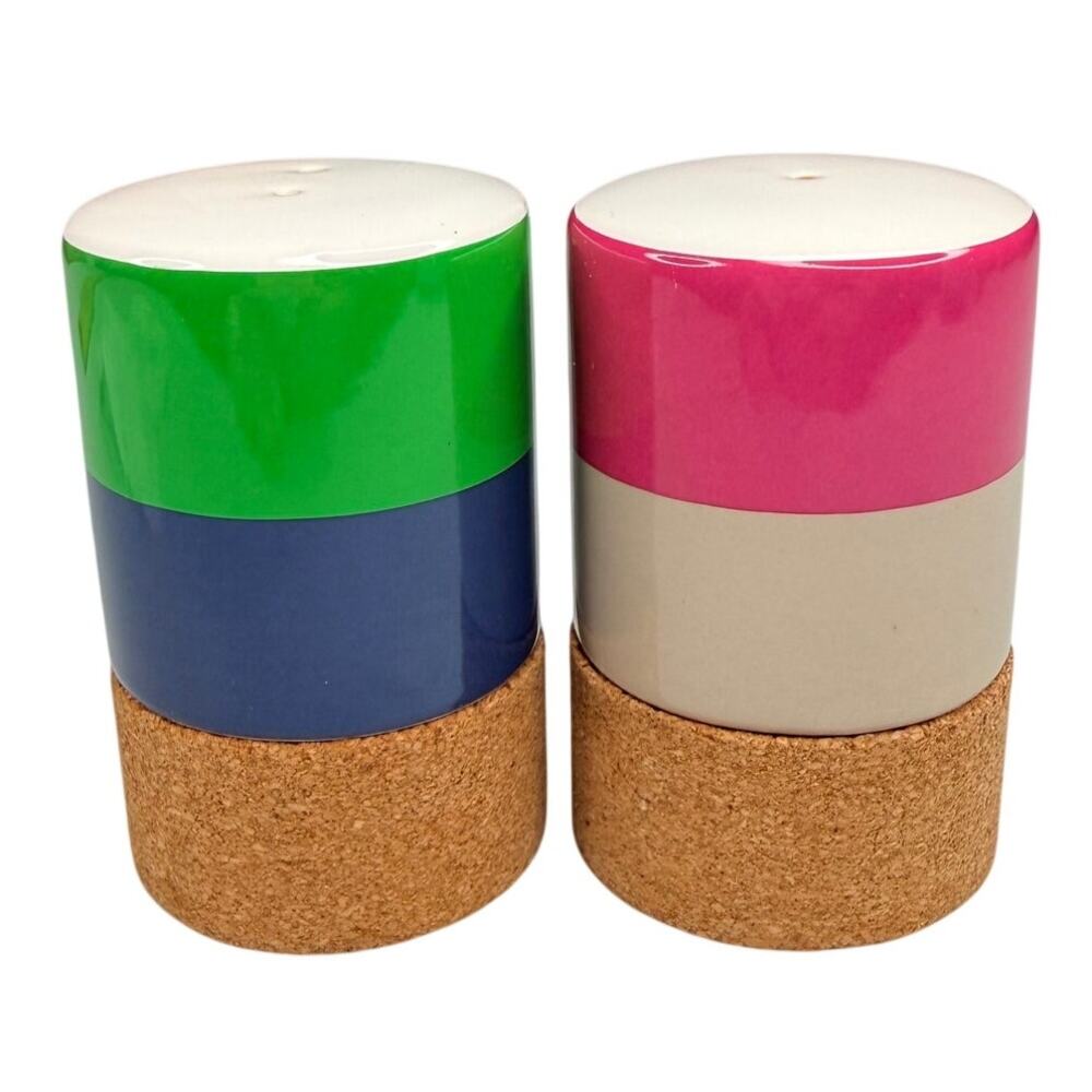 Kate Spade Lenox All In Good Taste Salt Pepper Shakers Removable Cork Stripe